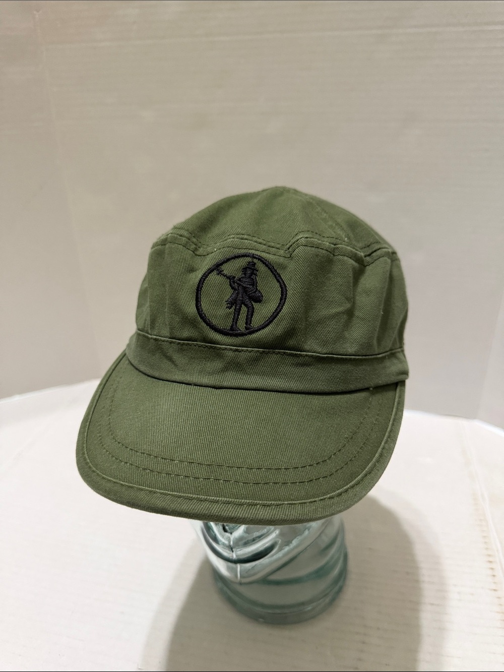 Men's Olive Green Military-Style Cotton Cap with Moe’s 2008 Logo